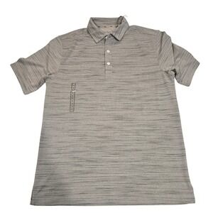 Walter Hagen Mens Clubhouse Striation Pique Polo Shirt Grey White MGA11553 Small